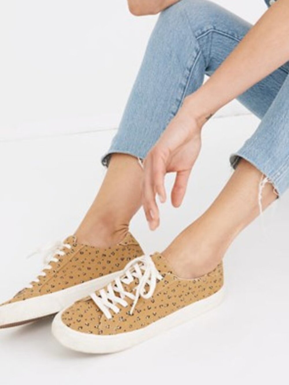 Madewell Sidewalk Low Top Sneakers Lace Up Mini Leopard Print Size 10 NEW